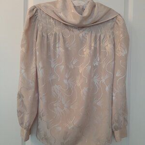 Beige Tone on Tone Satin Finish Lustrous Weave Blouse